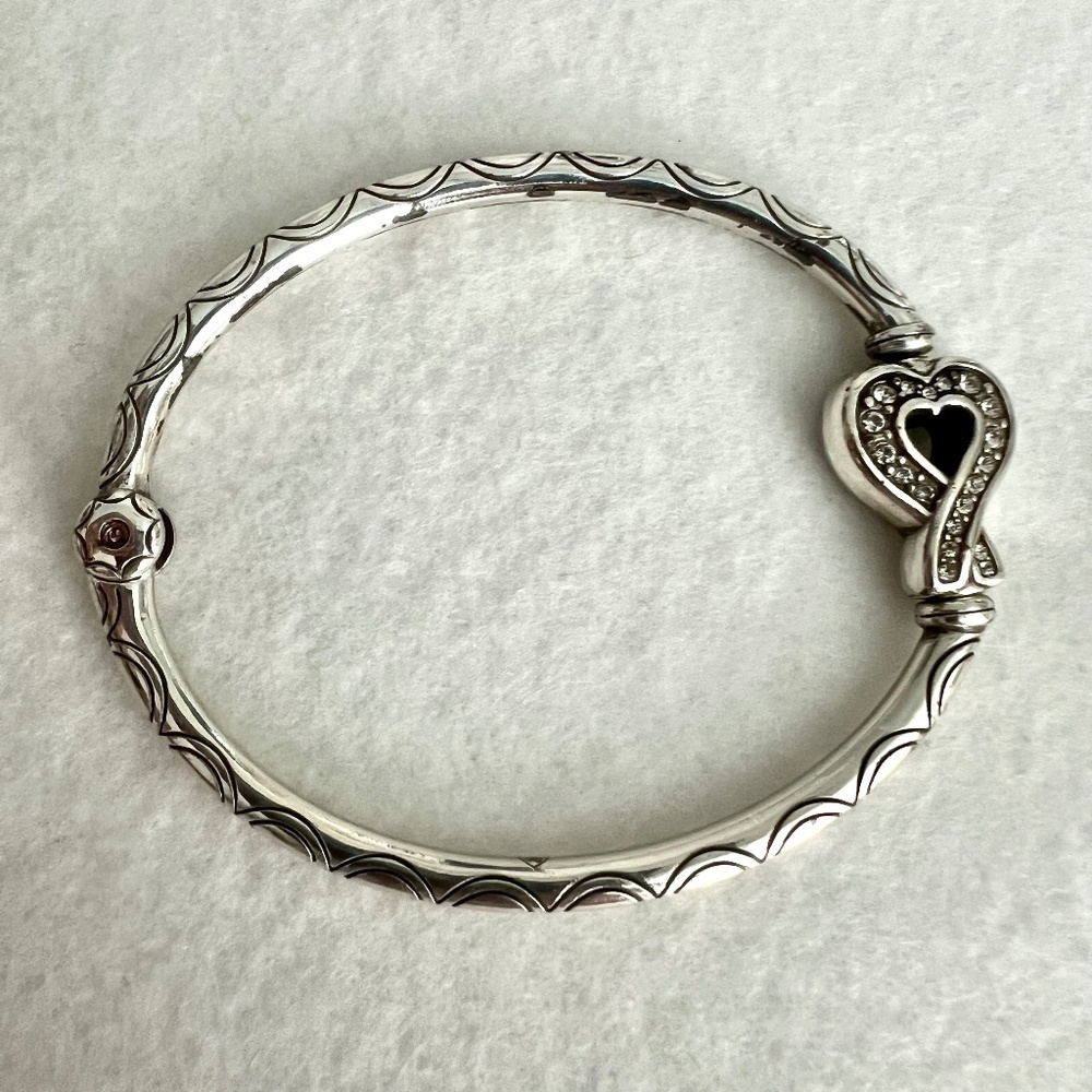 Brighton Charming Bangle Charm Bracelet w/ Crystal Heart Closure